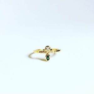 Tourmaline Ring, gold plated Yellow Gold Ring, Baguette